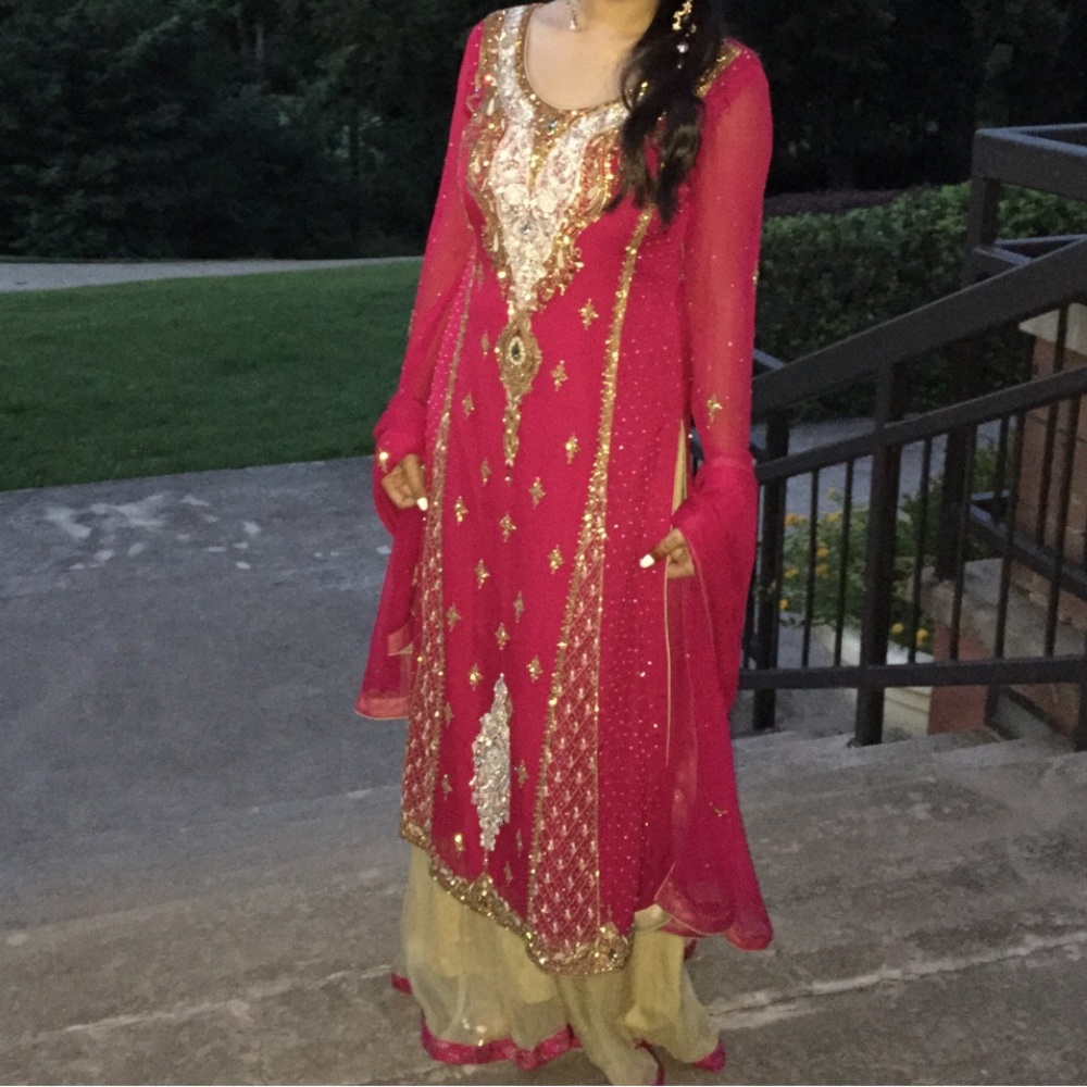 Pink long shirt sharara